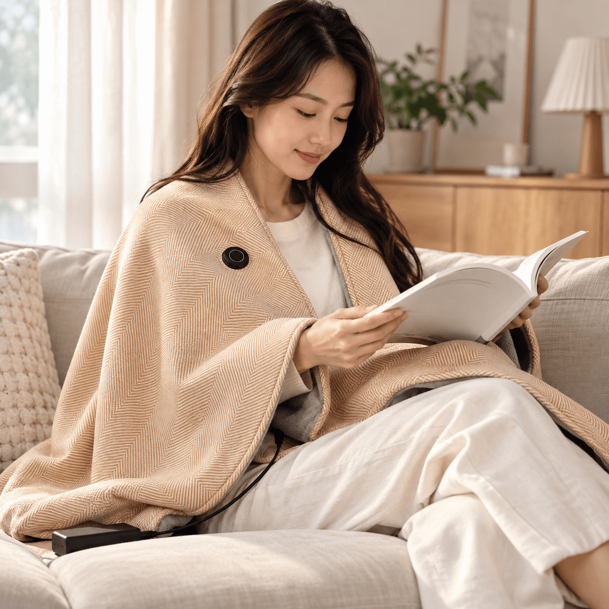 USB Electric Heated Shawl Blanket – 10 Heat Levels, Soft Fleece Wrap, 150 × 80 cm