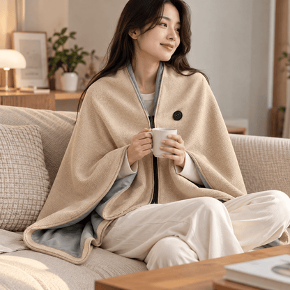 USB Electric Heated Shawl Blanket – 10 Heat Levels, Soft Fleece Wrap, 150 × 80 cm