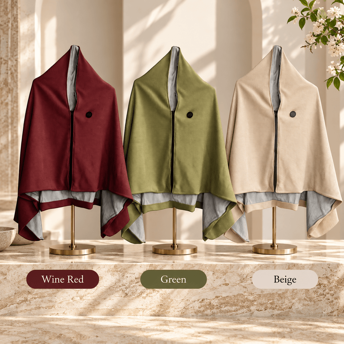 USB Electric Heated Shawl Blanket – 10 Heat Levels, Soft Fleece Wrap, 150 × 80 cm